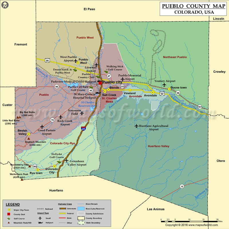Map of Pueblo County, CO