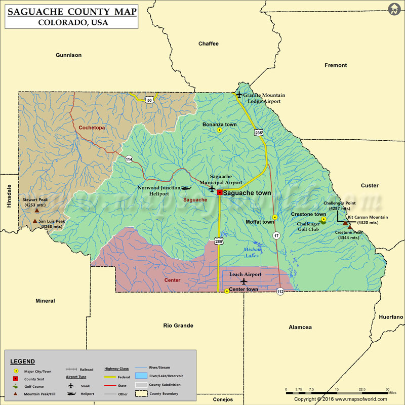 Saguache County Map, Colorado | Map of Saguache County, CO