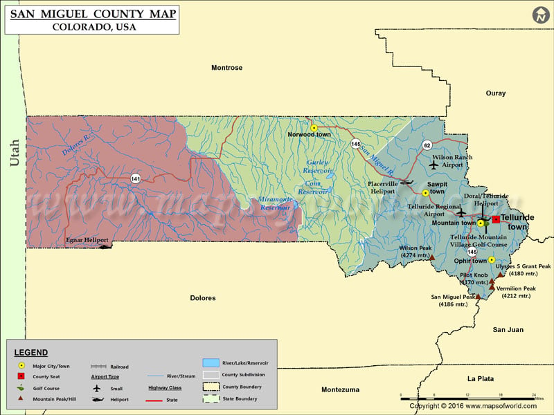 Map of San Miguel County, CO