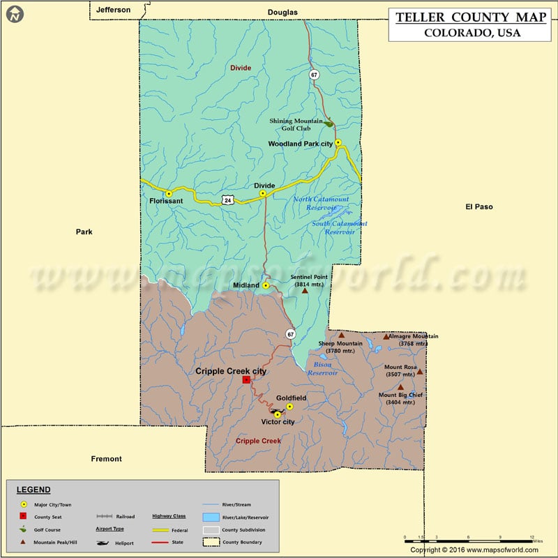 Map of Teller County, CO