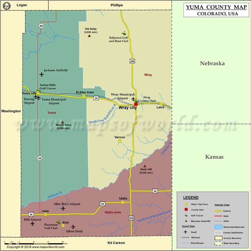 Yuma County Map, Colorado