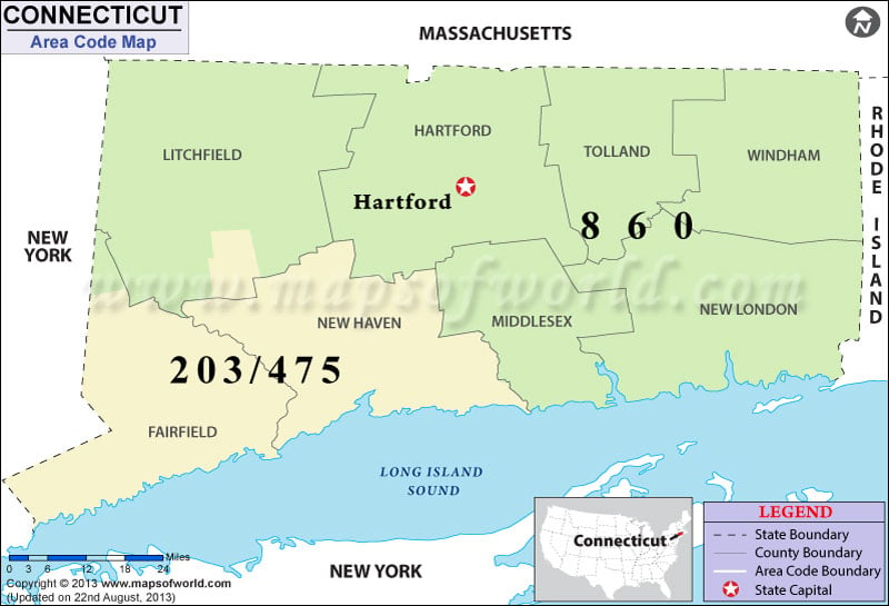 Connecticut Area Code Maps