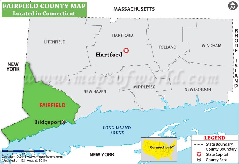 Fairfield County Map, Connecticut