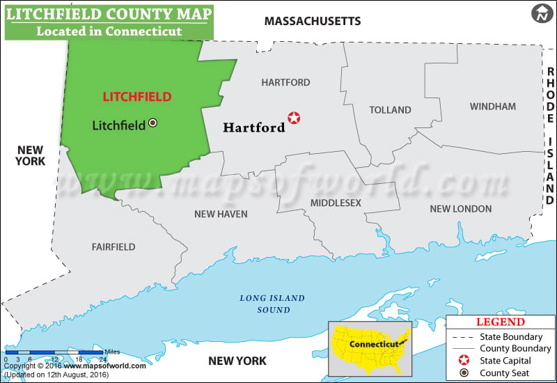 Litchfield County Map, Connecticut
