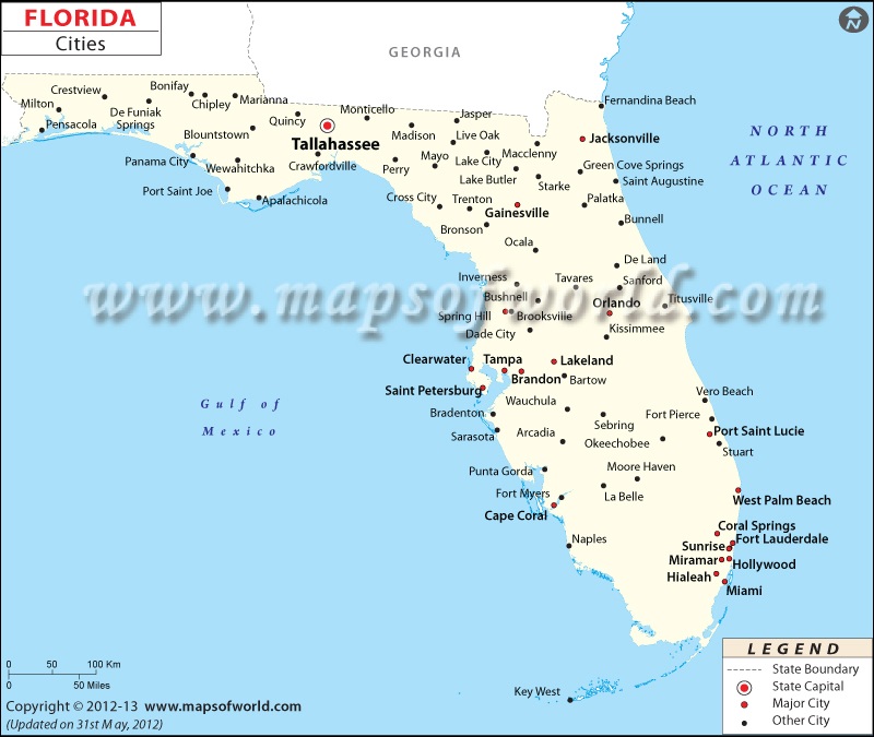 Florida Map with Cities