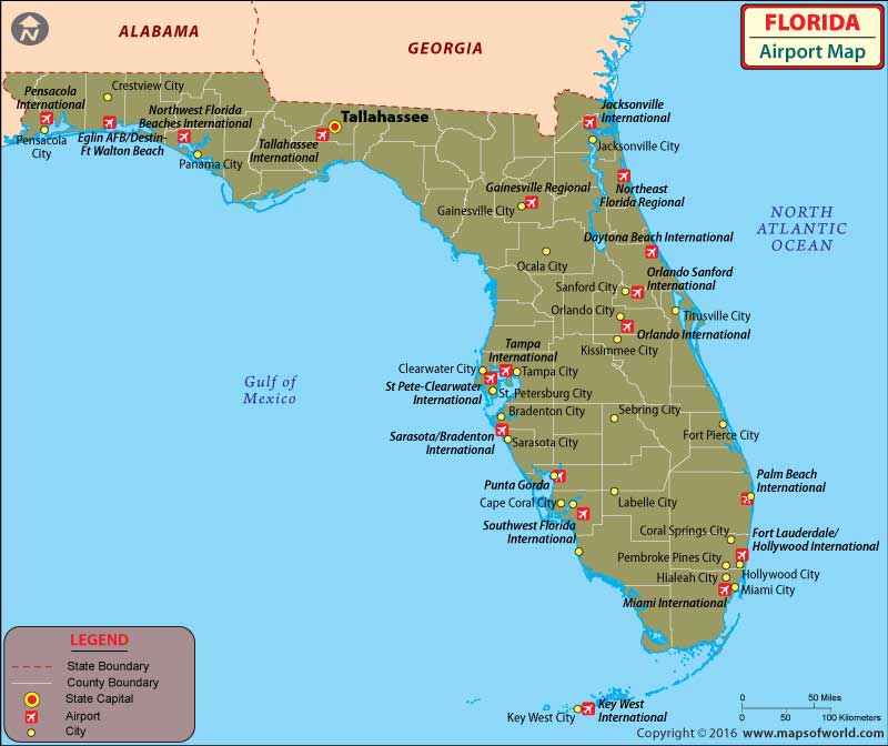 Map of Airports in Florida