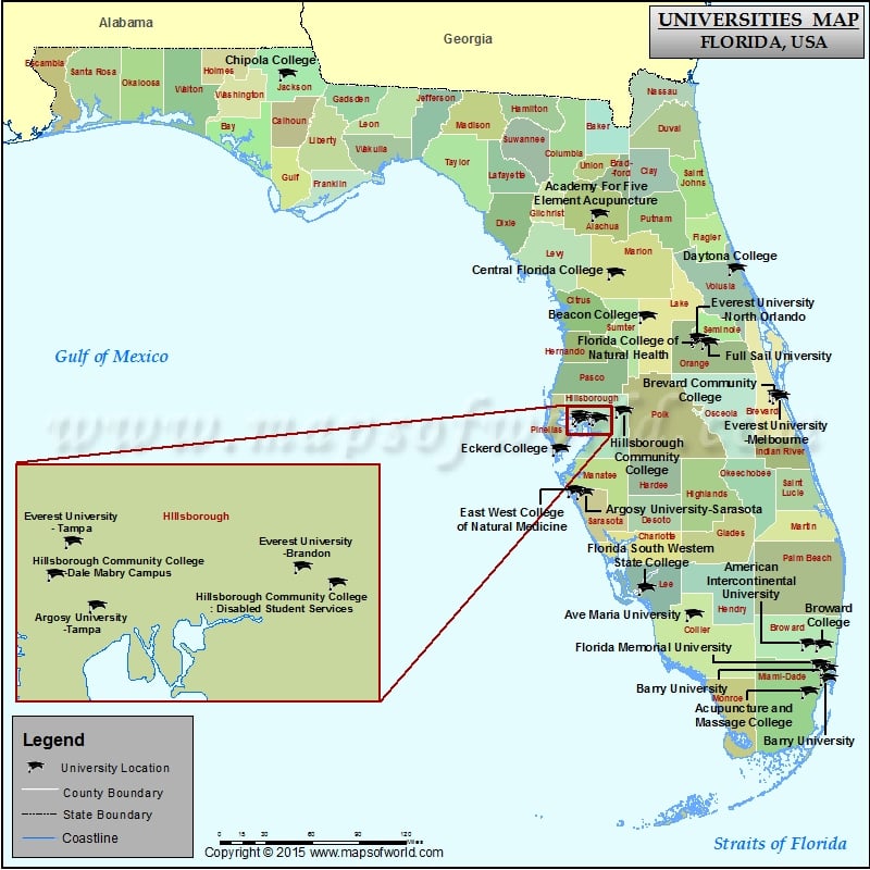 Colleges is Florida Map