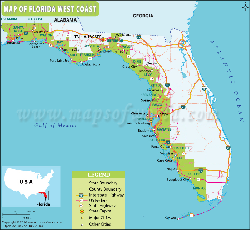 Navigating The West Coast: A Comprehensive Look At Map Fla - Map of 