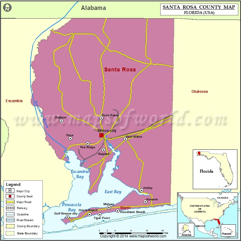Santa rosa County Map
