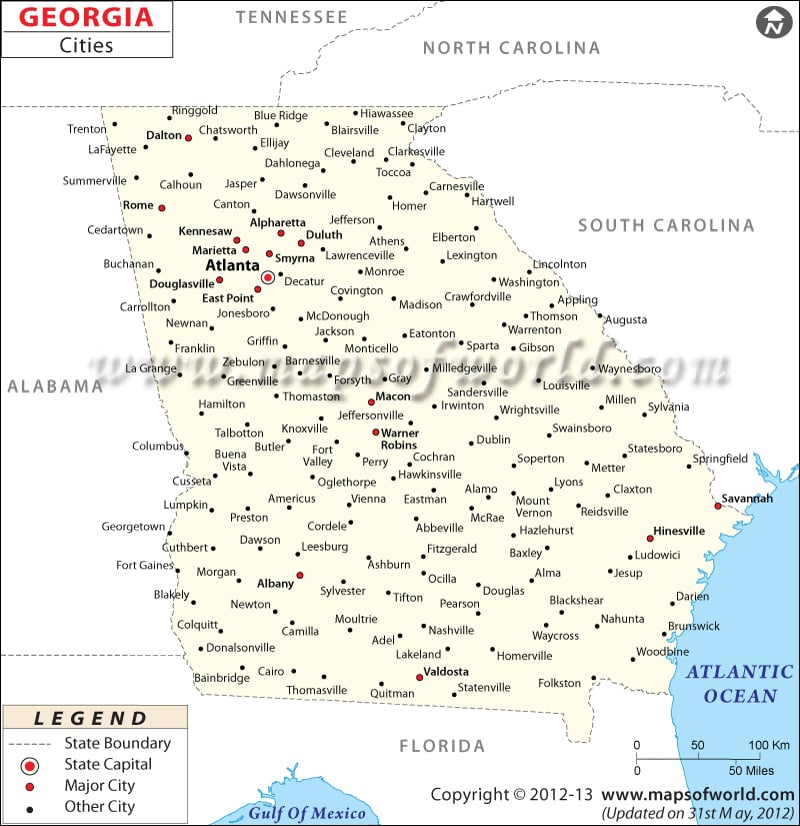 Georgia Cities Map