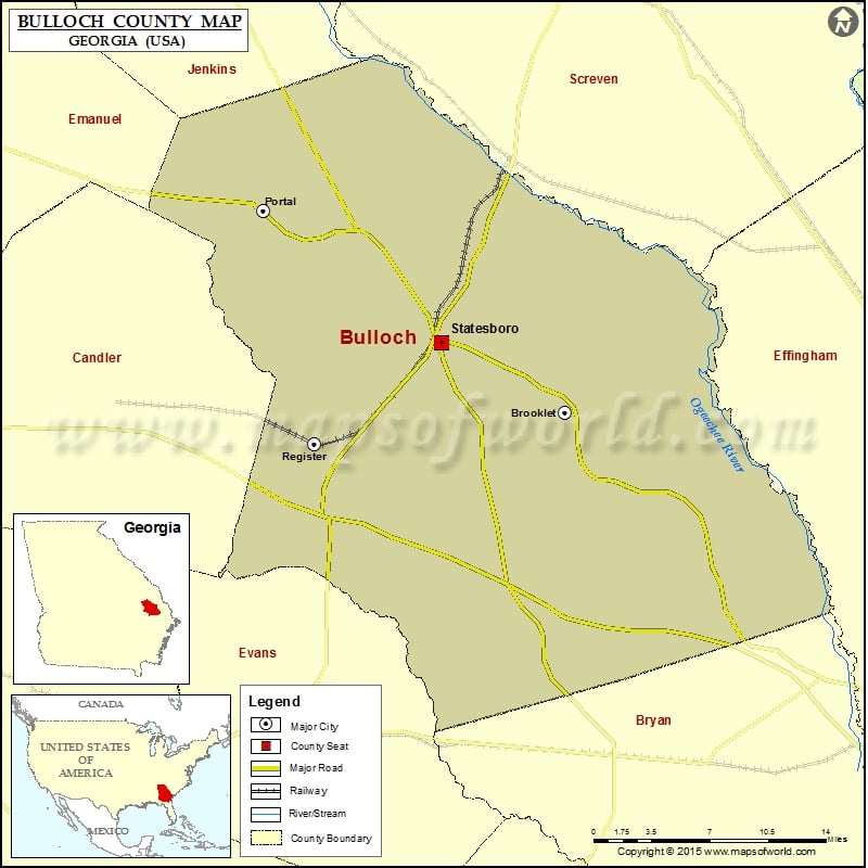 Bulloch County Map