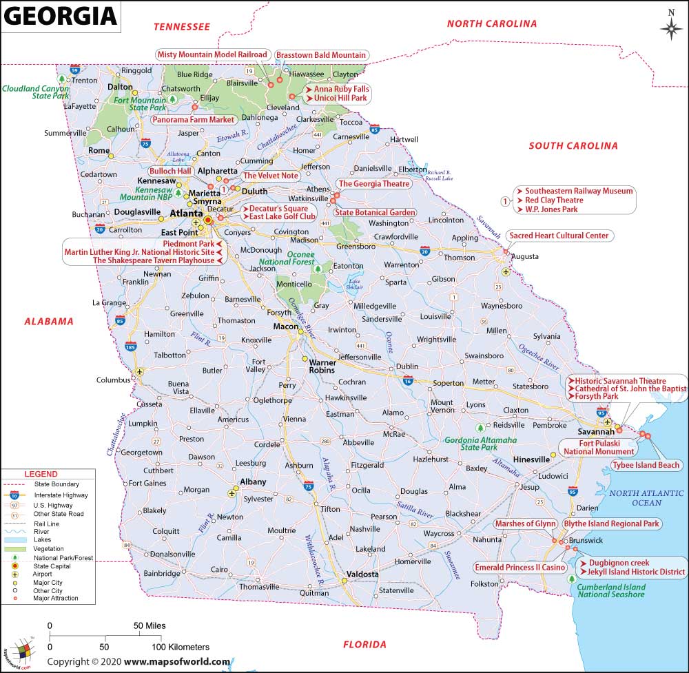 State Map Of Georgia Georgia Map, Map Of Georgia (U.s. State)