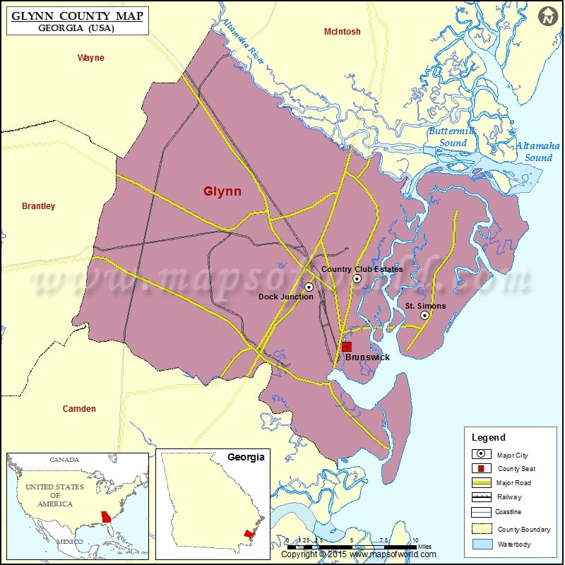 Glynn County Map