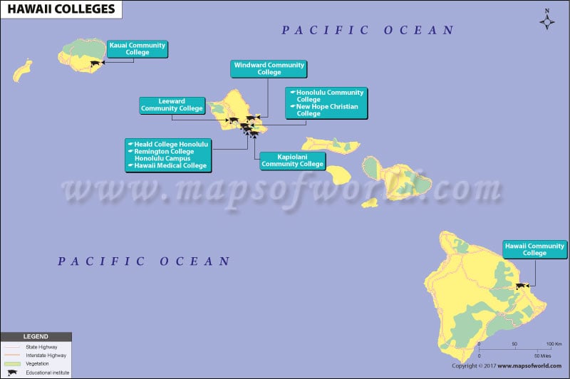 Map of Hawaii Colleges