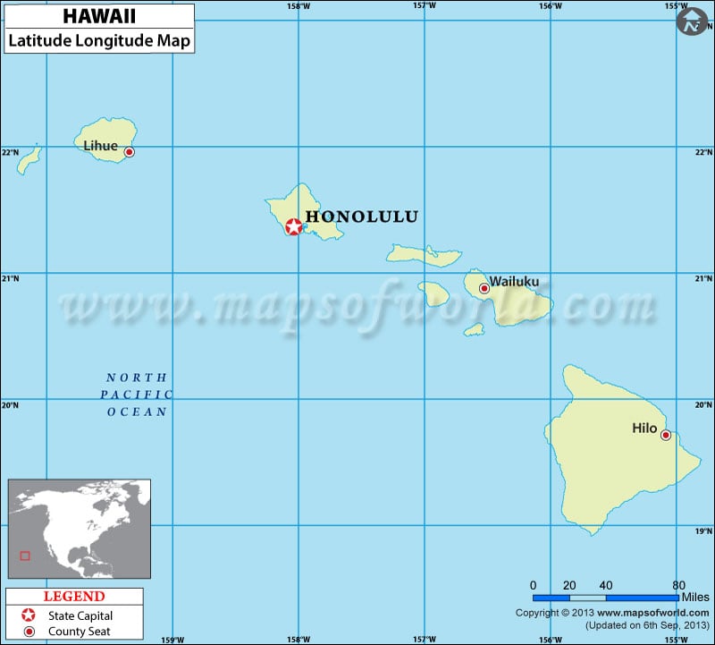 Hawaii Latitude and Longitude Map