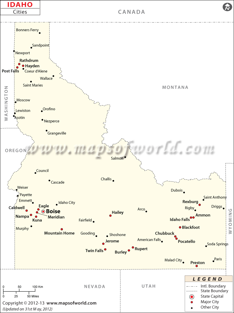 Map of Idaho Cities