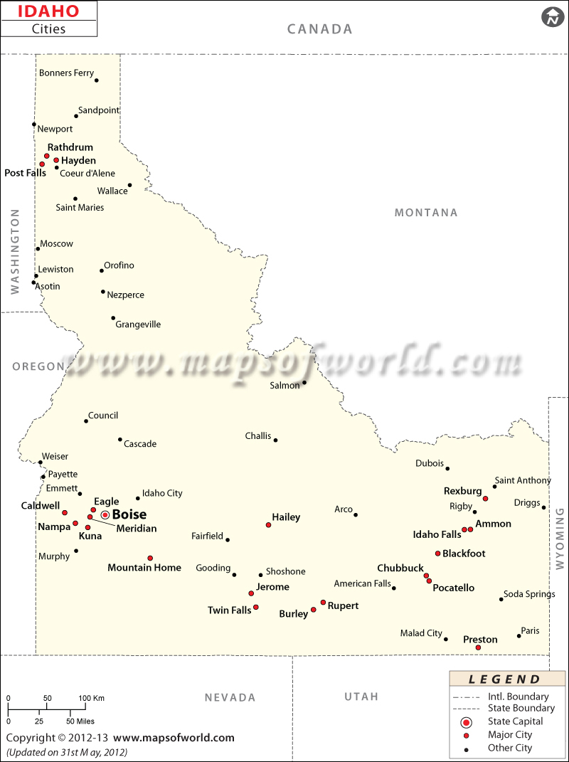 Cities In Idaho Idaho Ciies Map 6657