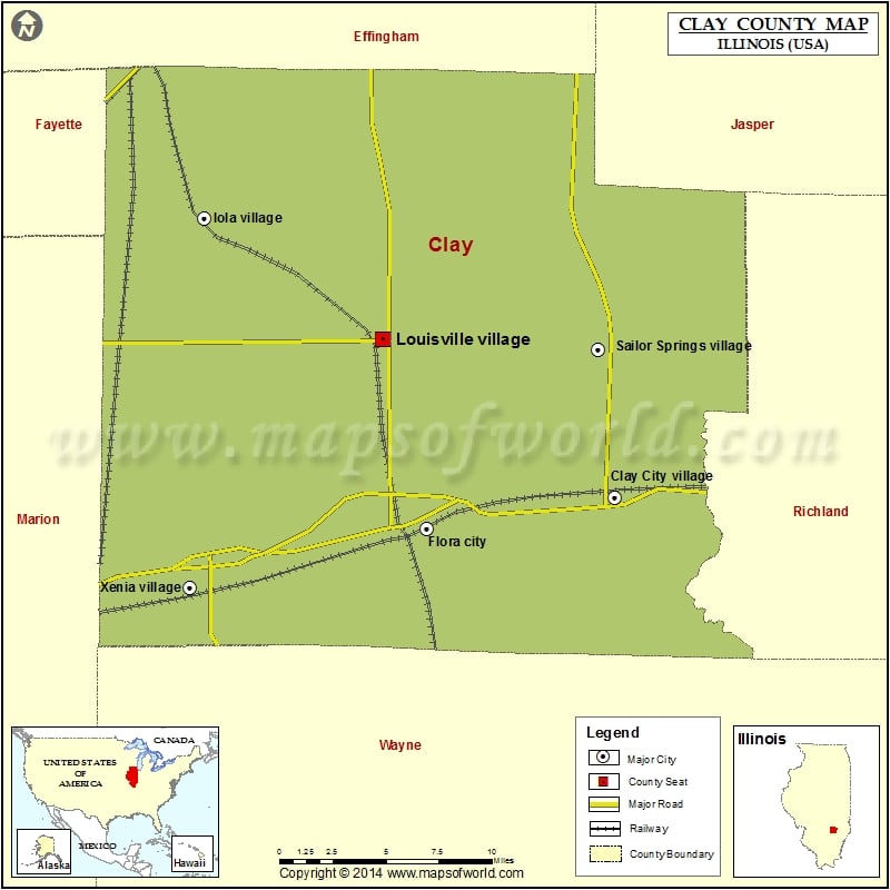 Clay County Map, Illinois