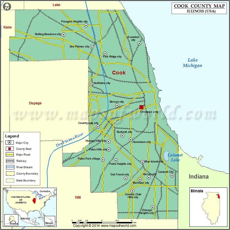 Cook County Map, Illinois