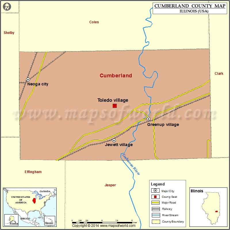 Cumberland County Map, Illinois
