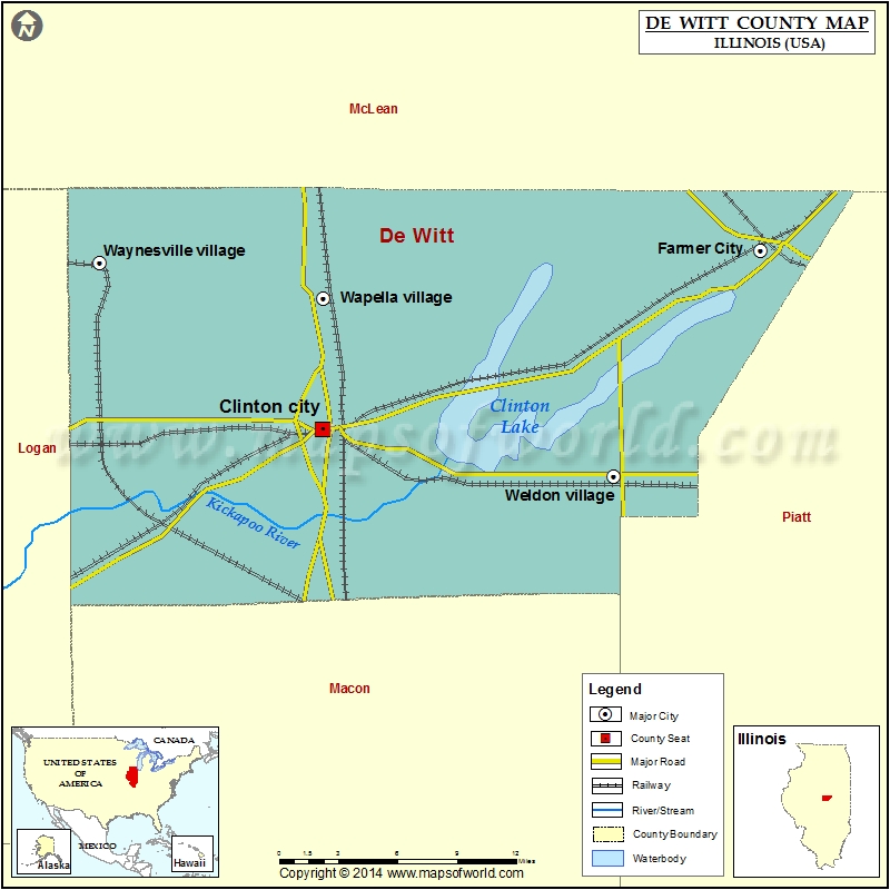 De Witt County Map, Illinois