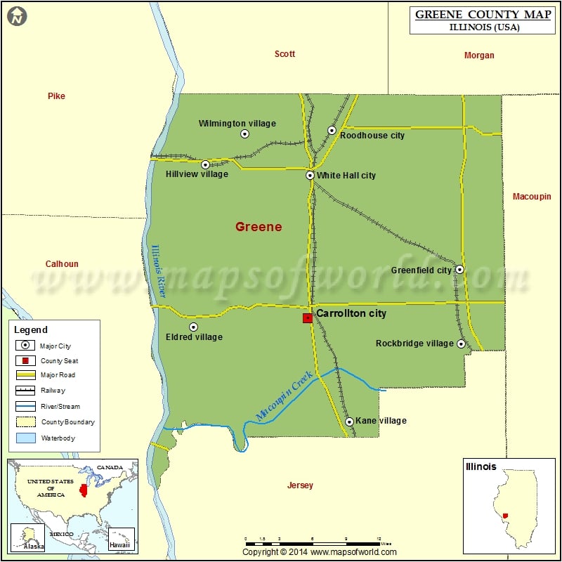 Greene County Map, Illinois