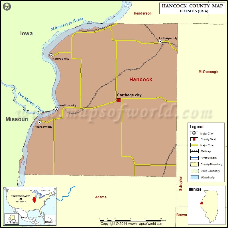 Hancock County Map, Illinois