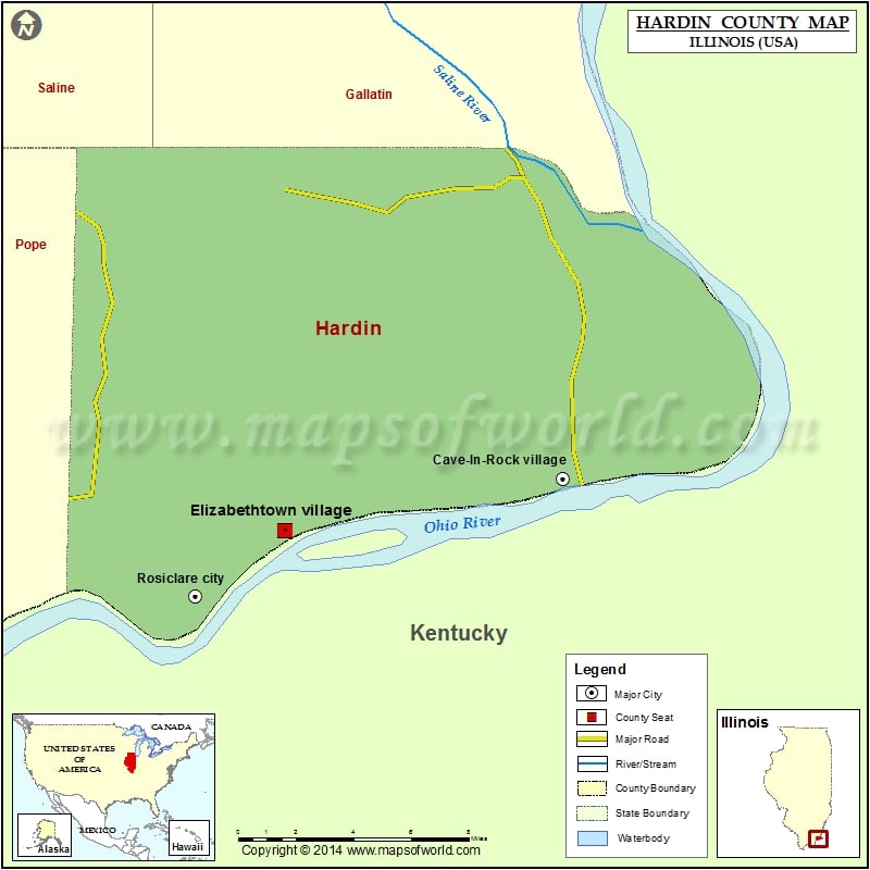 Hardin County Map, Illinois