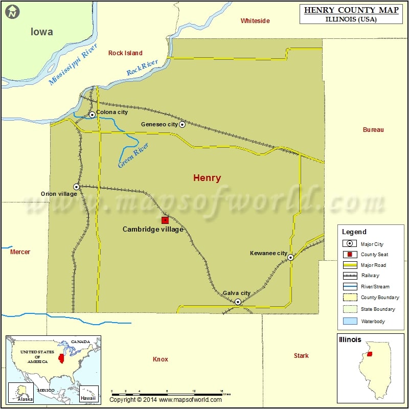 Henry County Map, Illinois