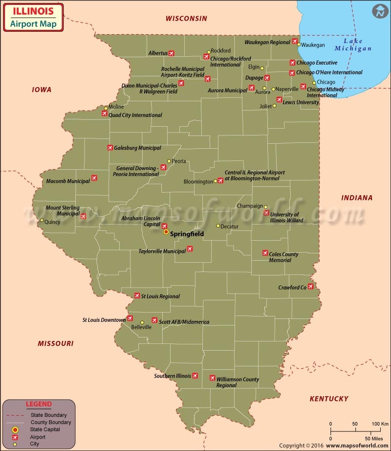 Illinois Airports Map