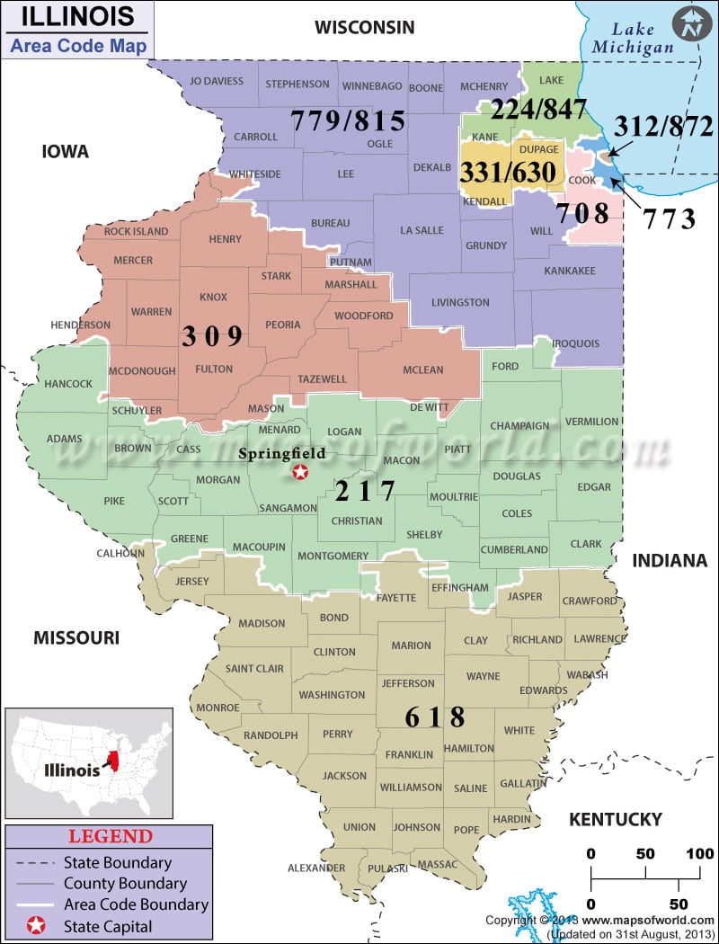 Illinois Area Code Maps