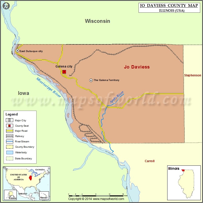 Jo Daviess County Map, Illinois