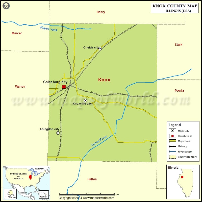 Knox County Map, Illinois