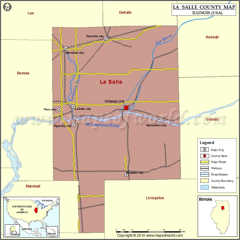 La Salle County Map, Illinois