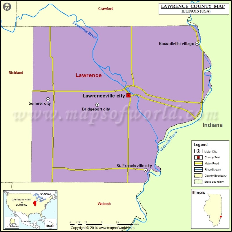 Lawrence County Map, Illinois