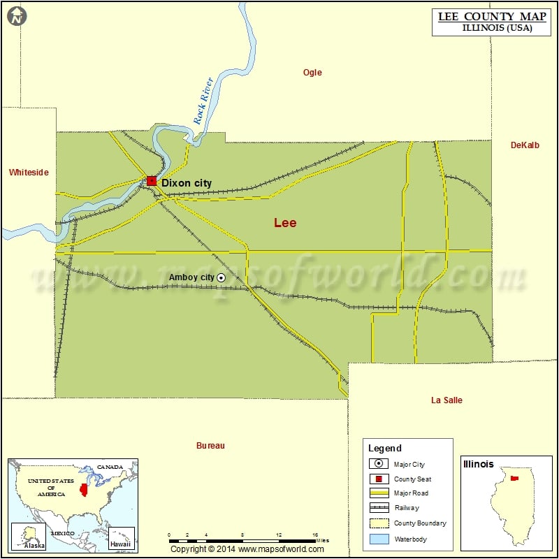 Lee County Map, Illinois