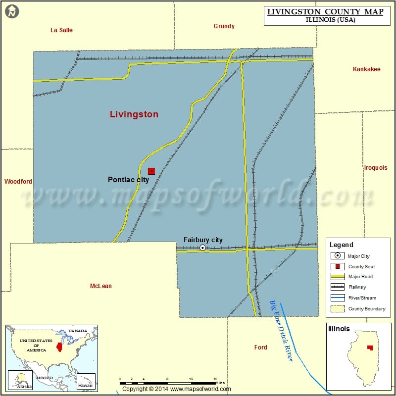 Livingston County Map, Illinois