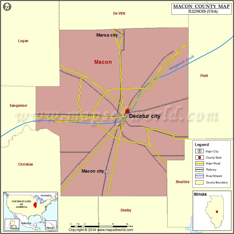 Macon County Map, Illinois