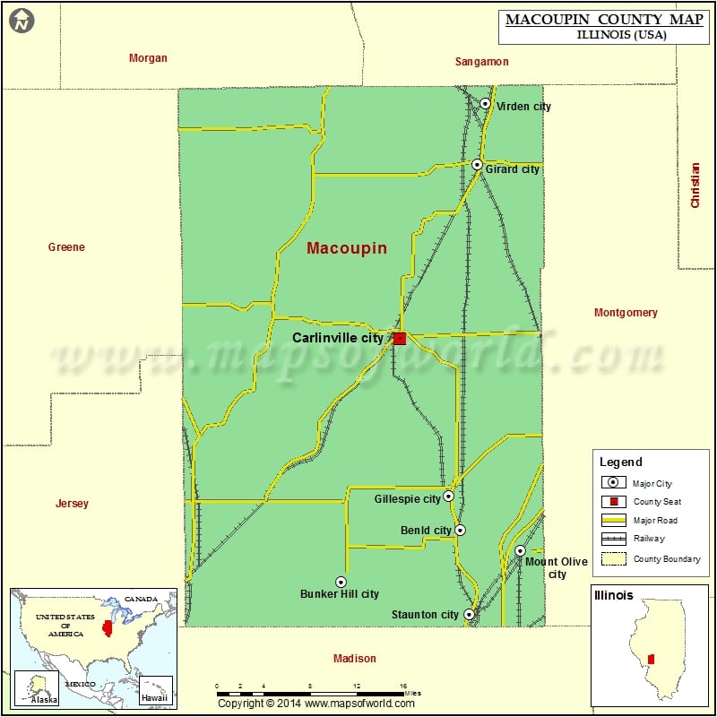 Macoupin County Map, Illinois