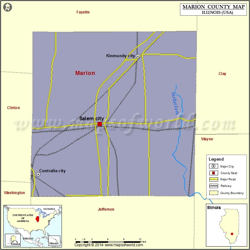 Marion County Map, Illinois