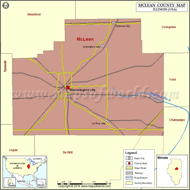 McLean County Map, Illinois