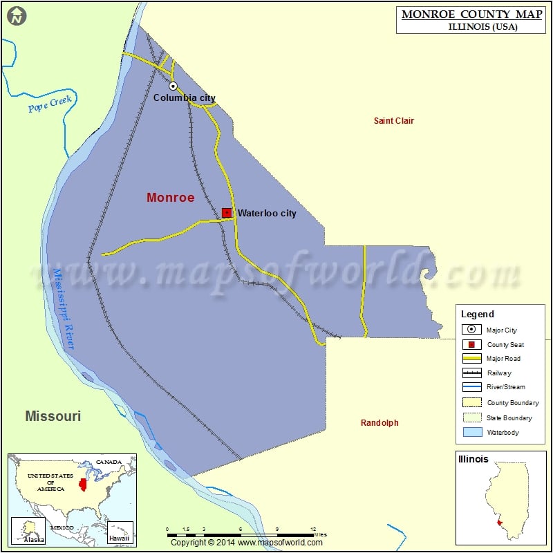 Monroe County Map, Illinois