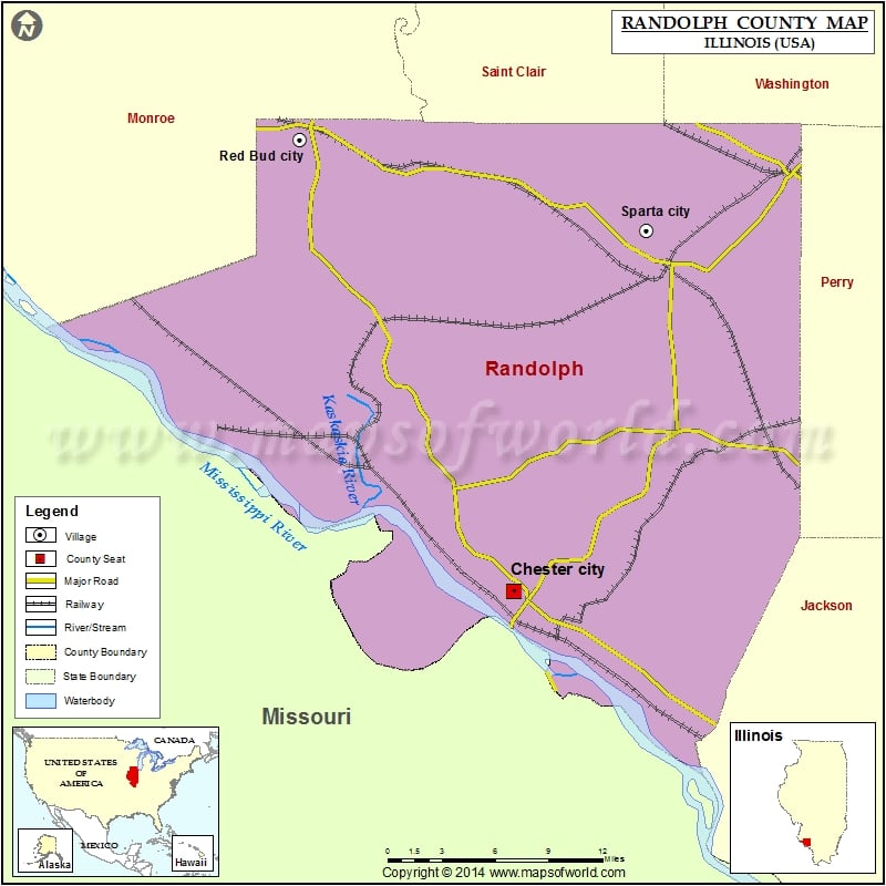 Randolph County Map, Illinois