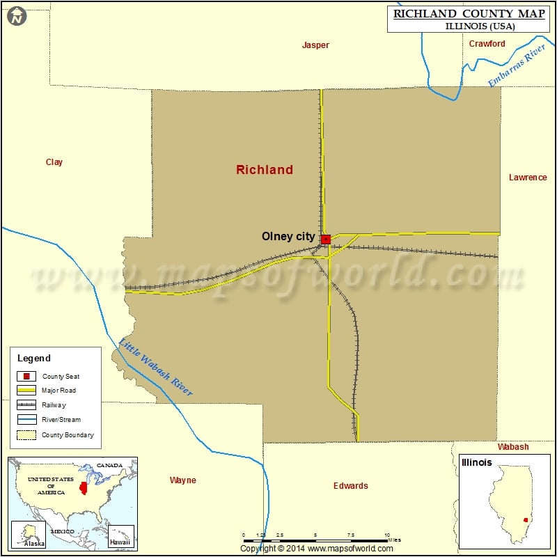 Richland County Map, Illinois
