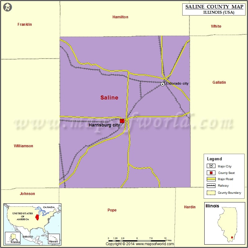 Saline County Map, Illinois