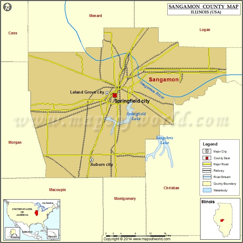 Sangamon County Map, Illinois