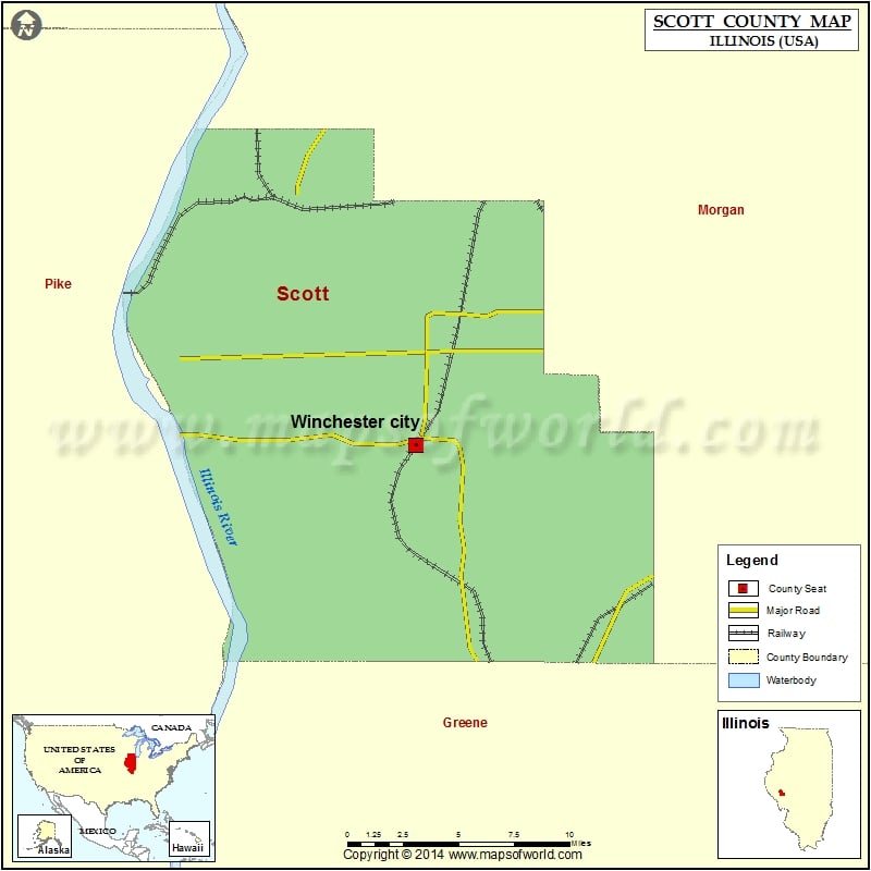 Scott County Map, Illinois