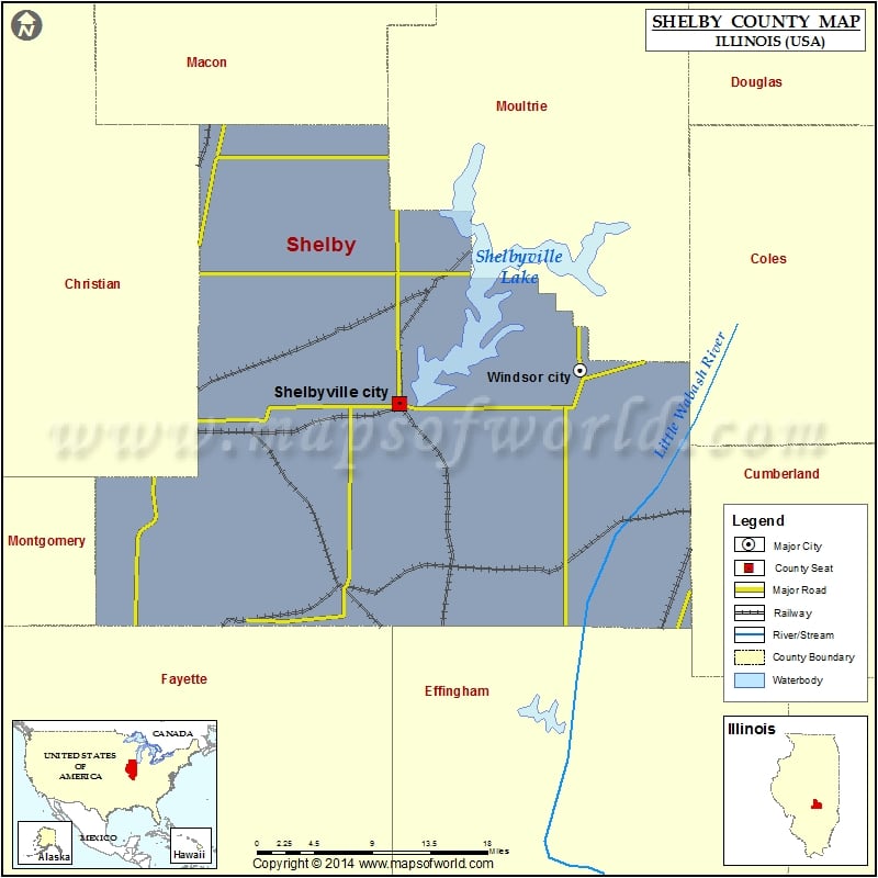 Shelby County Map, Illinois