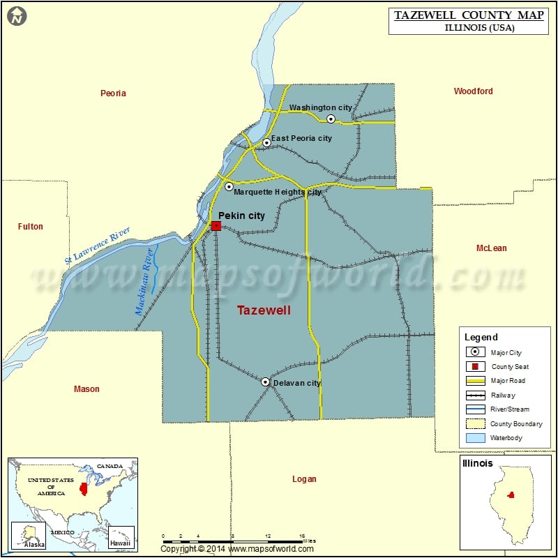 Tazewell County Map, Illinois