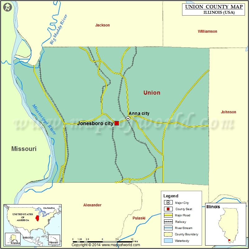 Union County Map, Illinois